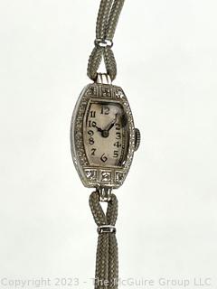 Art Deco 18k White Gold and Diamond L. Lewitt Co. Ladies Watch. 