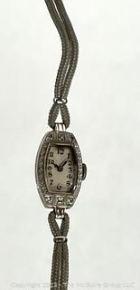 Art Deco 18k White Gold and Diamond L. Lewitt Co. Ladies Watch. 