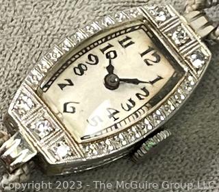 Art Deco 18k White Gold and Diamond L. Lewitt Co. Ladies Watch. 