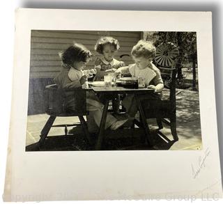 Black & White Large Format Photograph Mounted on Board of Grandchildren of William P Rogers Signed by Photographer Sara Langston.  Children are identified on back.    