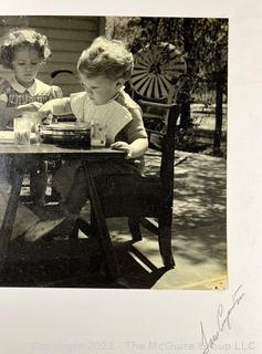 Black & White Large Format Photograph Mounted on Board of Grandchildren of William P Rogers Signed by Photographer Sara Langston.  Children are identified on back.    