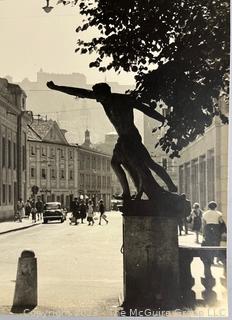 Unframed Large Format Black and White Photograph of Salzburg Street Scene, Circa 1940. 12" x 15".