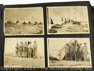 Circa 1900 Black & White Family Photo Album Includes - 1913 Boy Scout Camp, Navy Military Ice Ship, Bathing Costumes, Outdoor Picnic. 