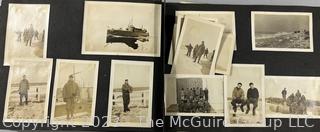 Circa 1900 Black & White Family Photo Album Includes - 1913 Boy Scout Camp, Navy Military Ice Ship, Bathing Costumes, Outdoor Picnic. 