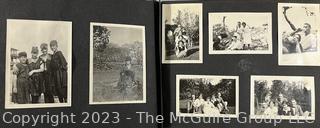 Circa 1900 Black & White Family Photo Album Includes - 1913 Boy Scout Camp, Navy Military Ice Ship, Bathing Costumes, Outdoor Picnic. 