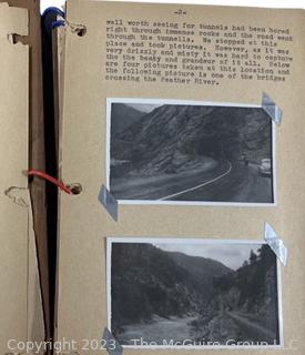 1941 Travelogue Diary of Don Genochmer, The Motorcycle King Trip Through Sun Valley and Death Valley with Typewritten pages and Photographs Bound in Wood Covers