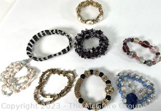 Eight (8) Costume Jewelry Beaded Bracelets