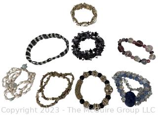 Eight (8) Costume Jewelry Beaded Bracelets