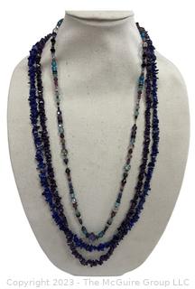 Three (3) Semi Precious Gem Stone Necklaces Including Lapis, Amethyst and Mixed