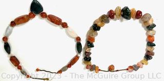 Two (2) Mixed Agate Stone Bead Necklaces