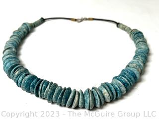 Hand Cut Saucer Bead Turquoise Necklace.