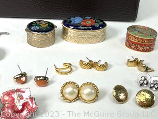 Group of Pierced Costume Jewelry Earrings in Box