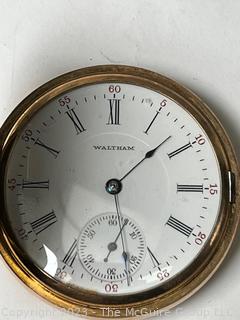 Waltham Full Hunter Gold Plated Pocket Watch