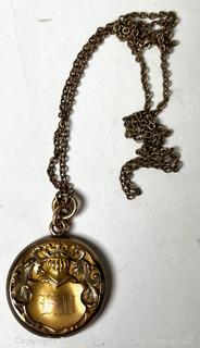 Victorian Gold Filled Picture Locket with Chain.  