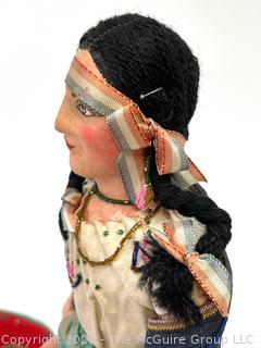 Antique 1930s Composition Souvenir Travel Doll Dressed in Ethnic Costumes - Eastern European. 