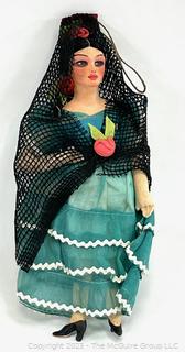 Antique 1930s Composition Souvenir Travel Doll Dressed in Ethnic Costumes - Spain