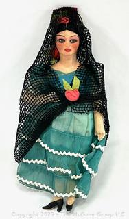 Antique 1930s Composition Souvenir Travel Doll Dressed in Ethnic Costumes - Spain