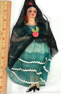 Antique 1930s Composition Souvenir Travel Doll Dressed in Ethnic Costumes - Spain