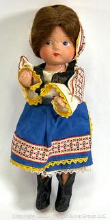 Antique 1930s Composition Souvenir Travel Doll Dressed in Ethnic Costumes. 