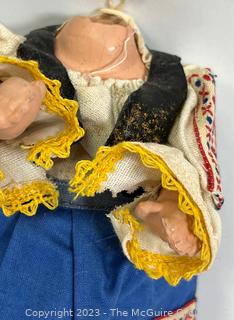 Antique 1930s Composition Souvenir Travel Doll Dressed in Ethnic Costumes. 