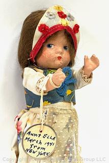 Antique 1930s Composition Souvenir Travel Doll Dressed in Ethnic Costumes - Poland. (was 0043CM)