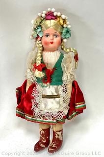 Antique 1930s Composition Souvenir Travel Doll Dressed in Ethnic Costumes -European. (was 0026CM)