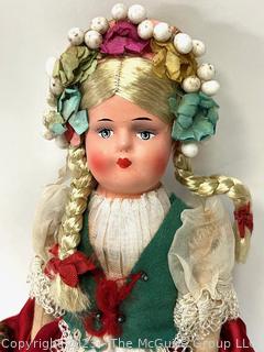 Antique 1930s Composition Souvenir Travel Doll Dressed in Ethnic Costumes -European. (was 0026CM)