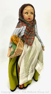 Antique 1930s Composition Souvenir Travel Doll Dressed in Ethnic Costumes - Eastern European.  Was 0007CM 