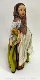 Antique 1930s Composition Souvenir Travel Doll Dressed in Ethnic Costumes - Eastern European.  Was 0007CM 