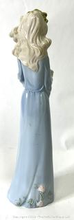 Porcelain Ceramic Lady with Flowers Figurine. 13" tall