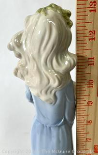 Porcelain Ceramic Lady with Flowers Figurine. 13" tall