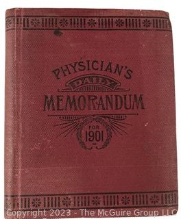 Antique Physicians Daily Memorandum Book 1901 With Writing