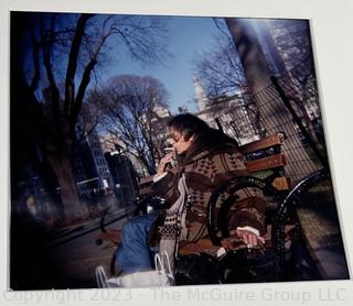 Unframed with Mat Large Format Color Photograph of Women on Park Bench.  16" x 20" with mat.