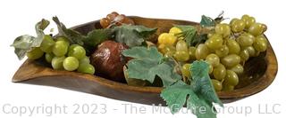 Wood Serving Bowl with Artificial Fruit