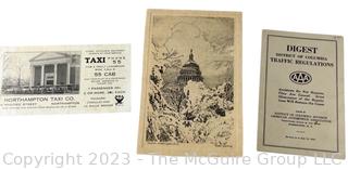 Ephemera including 1934 Driving Laws of WDC