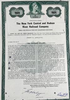 Incanabula: 3 Stock Certificates. The New York Central Railroad Company.