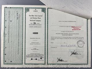 Incanabula: 3 Stock Certificates. The New York Central Railroad Company.