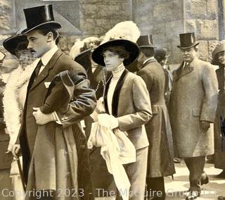 Large Format B&W Victorian Photo of Easter Churchgoers 