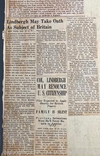 1930's Historical Events Newspaper Clippings