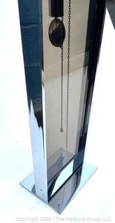 Post Modern Howard Miller Bronze Plexiglass and Chrome Weight Driven Floor Clock.  