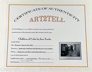 Large Format Black & White Photograph Entitled "De La Serie Ninos De Cuba" Signed by Artist Jose Tonito with Certificate of Authenticity.  12" x 18".