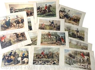 Loose Pages from book titled "The Noble Science - John Leech in the Hunting Field" by Thomas Bodkin. Published in London.  Descriptions of 14 Plates and Color Prints. 10 x 14" See the many photos posted in the photo gallery