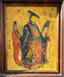 Framed Oil on Canvas of Emperor Guangwu Of Han Dynasty, Unsigned. 29" x 35" 