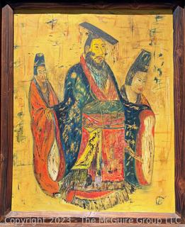 Framed Oil on Canvas of Emperor Guangwu Of Han Dynasty, Unsigned. 29" x 35" 