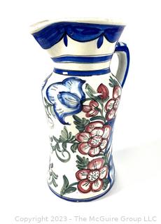 Tall Hand Painted Jug, Made in Spain.  18"T x 10" diameter including handle