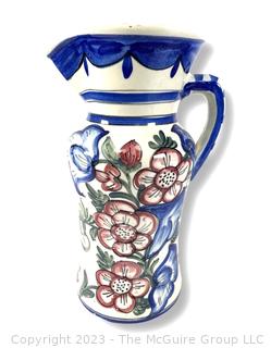 Tall Hand Painted Jug, Made in Spain.  18"T x 10" diameter including handle