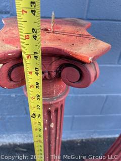 Pair of Two (2) Red Painted Architectural Salvage Columns.  41" tall.