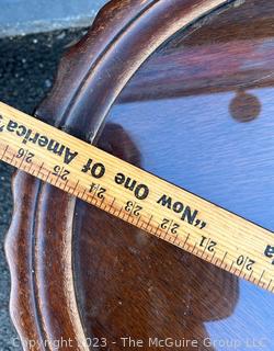 Small Mahogany Coffee or Side Table with Removeable Glass Bar Tray.  26"long, 20" wide and 20" tall.