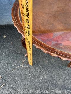 Small Mahogany Coffee or Side Table with Removeable Glass Bar Tray.  26"long, 20" wide and 20" tall.