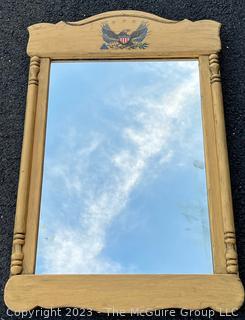 Federal Style Wood Frame Wall Mirror with Eagle on Top.  20" x 36"